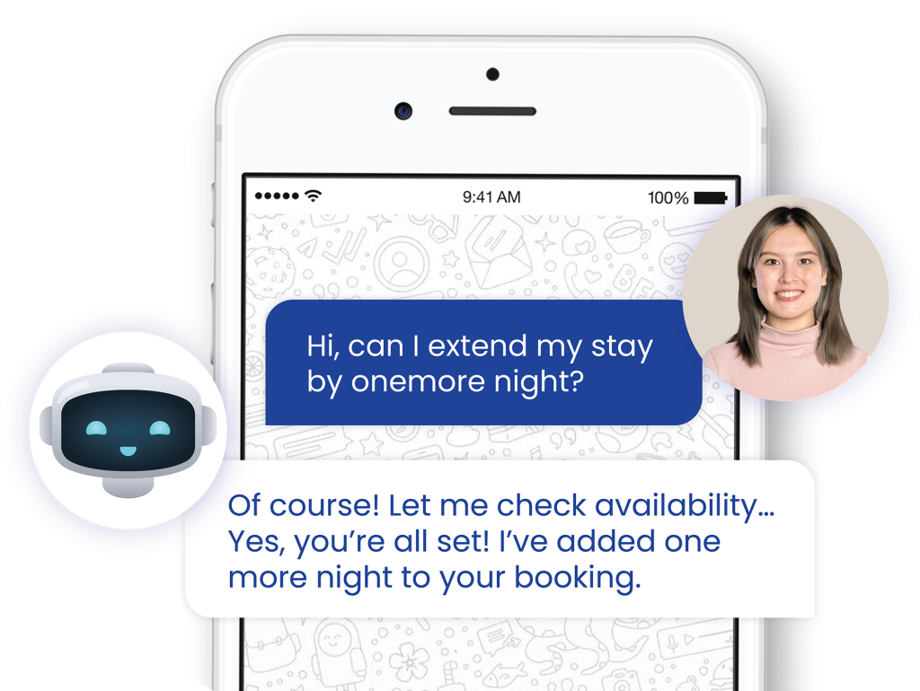 Guest chatting with AI Hospitality Chatbot in message box for instant support